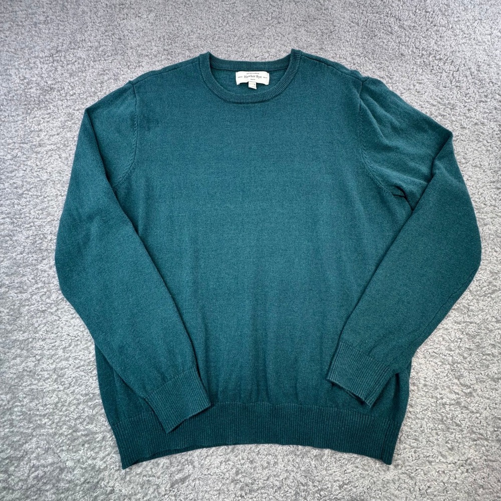 Hawker Rye Mens Hunter Green Cotton Cashmere Blend‎ Crewneck Sweater Large